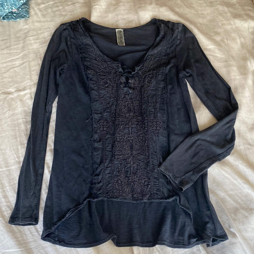 Free People slate gray sz small long sleeve shirt